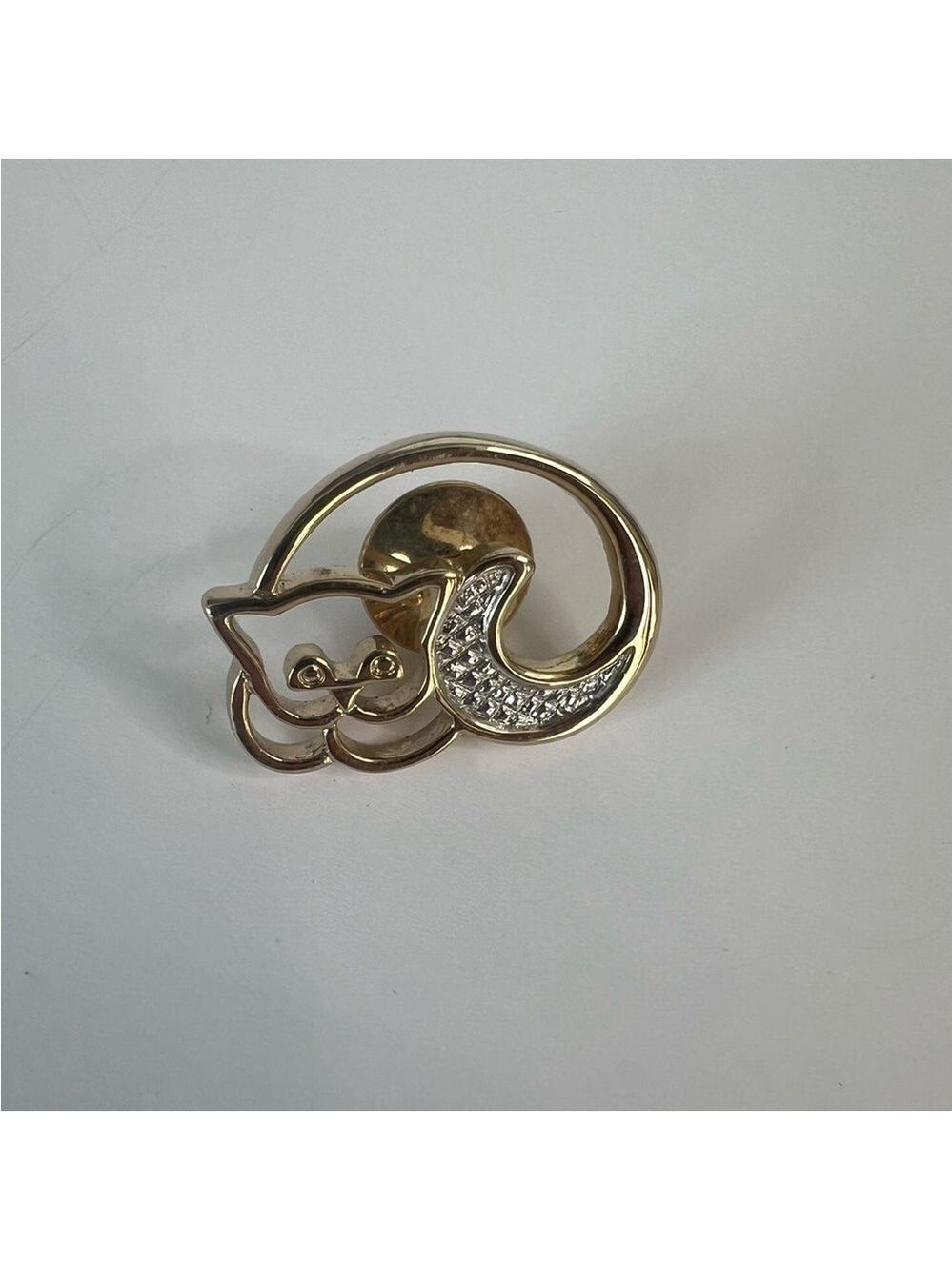 Cat Pin, Avon, vintage, Gold and Silver ,  1".